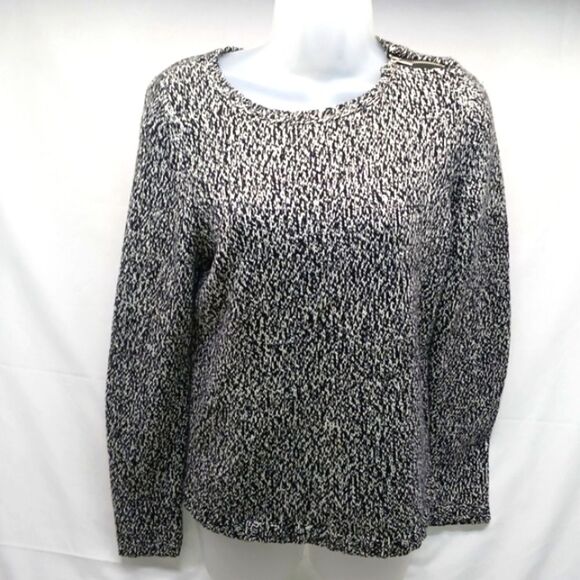 Liz Claiborne Sweaters - Liz Claiborne Sweater Size Medium Pullover Black White Gray Marled Crew Neck